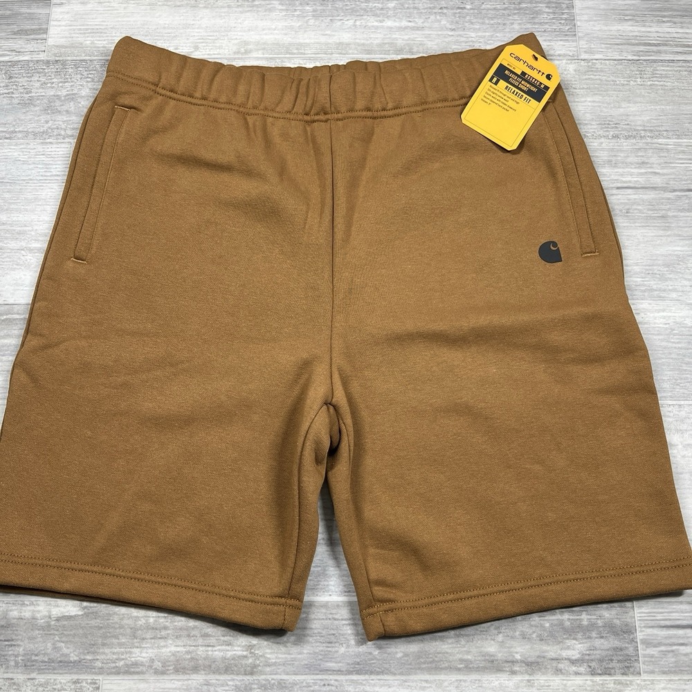 CARHARTT Fleece Midweight Relaxed Fit Sweat Shorts‎ Men's Large Brown BS5840-M